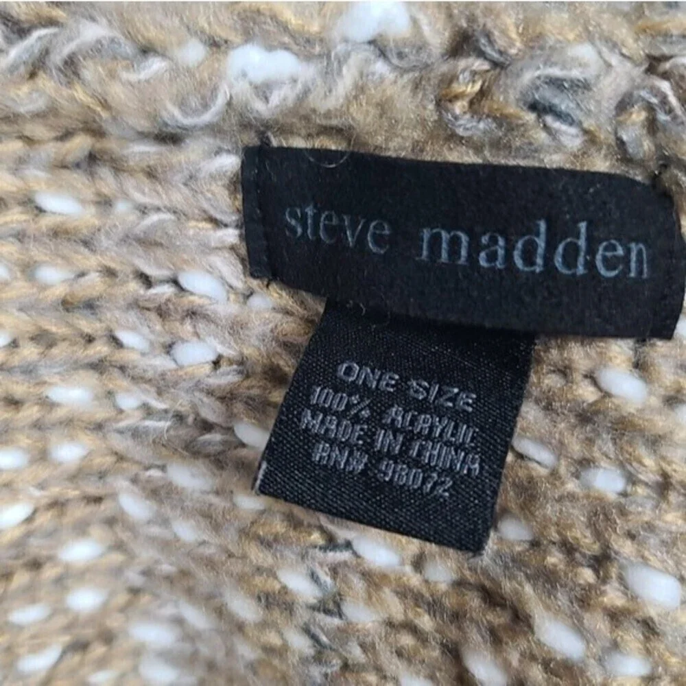 Steve Madden Knit White Tan Acrylic Scarf OS